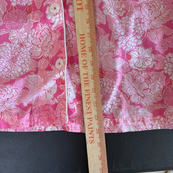Lilly Pulitzer Pajama Top Womens M Pink Tropical Floral Print Button Up - Picture 10 of 13